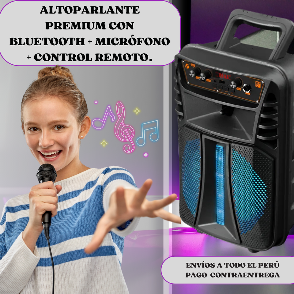 ALTOPARLANTE PREMIUM CON BLUETOOTH + MICROFONO + CONTROL REMOTO
